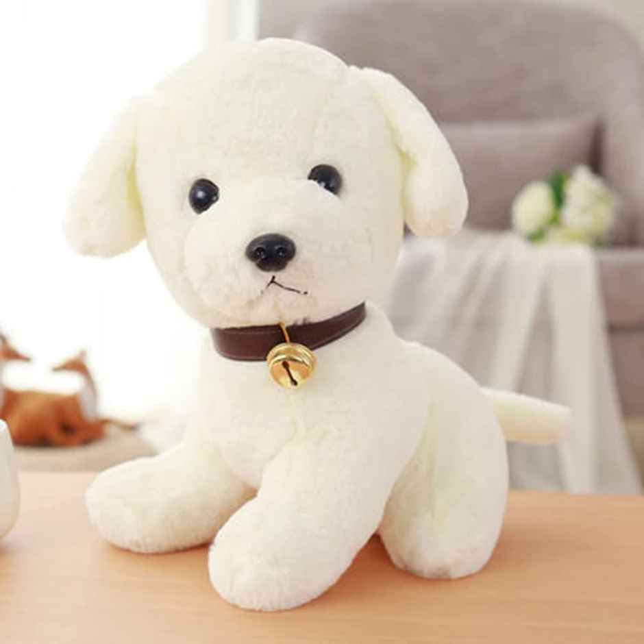 DearJoy Sitting Dog Soft Toy - White, 25cm