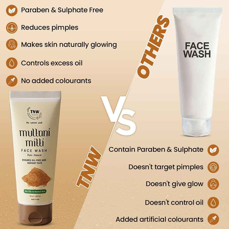 TNW The Natural Wash Multani Mitti Face Wash for Removing Pigmentation, Controls Acne & Excess Oil