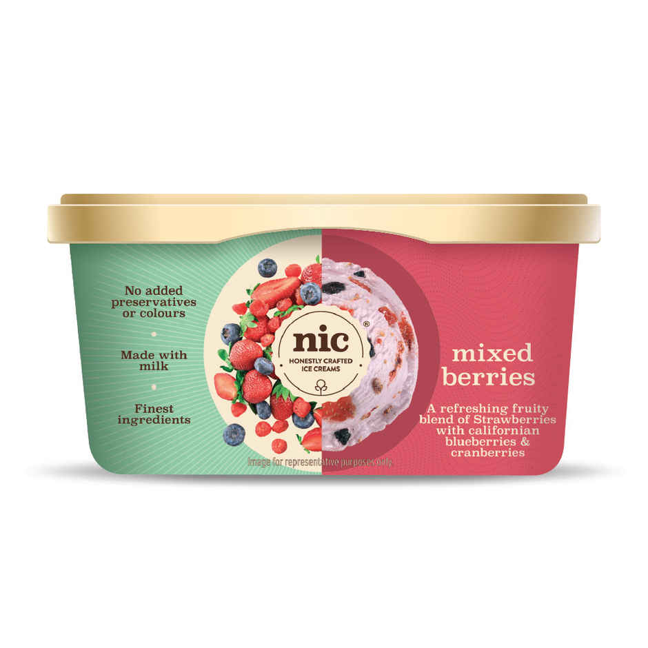 NIC Mixed Berries Ice Cream Tub | Preservative Free | No Artificial Flavors
