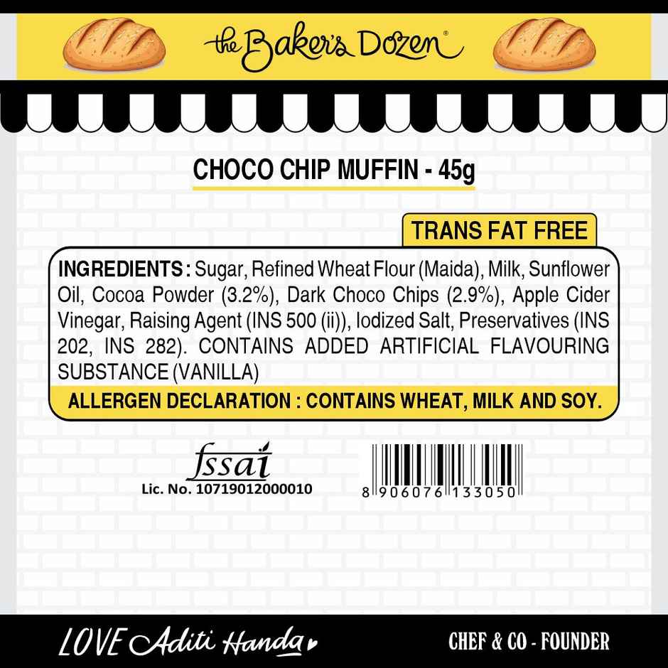 The Baker'S Dozen Zero Maida Donut Cake | Soft & Indulgent (42g) & The Baker'S Dozen Zero Maida Chocolate Brownie | Bakery Delight (55g) & The Baker'S Dozen Choco Chip Muffin | Soft & Chocolatey (45g) Combo
