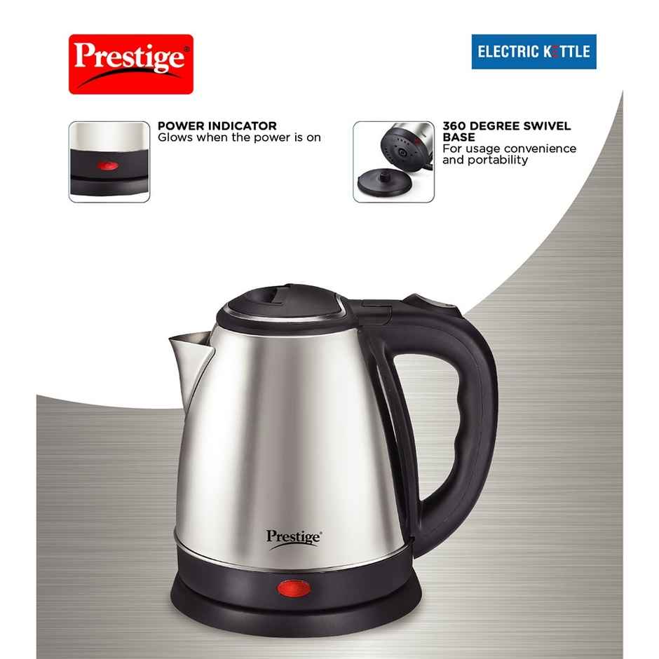 Prestige PKOSS 1.8L Electric Kettle,1350W,Elegant Design,Cool Touch Handle & Lid,1Y Warranty, Silver