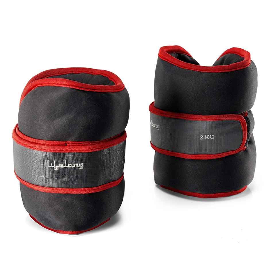 Lifelong Adjustable Ankle Weights for Workout | Black & Red | 2 x 2 kg