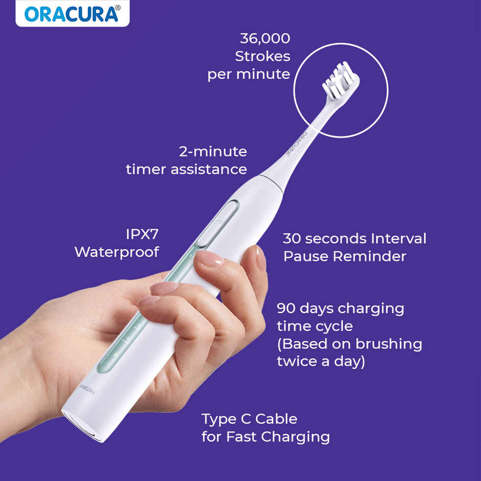 Oracura Sb300 Sonic Smart Rechargeable Electric Toothbrush Green
