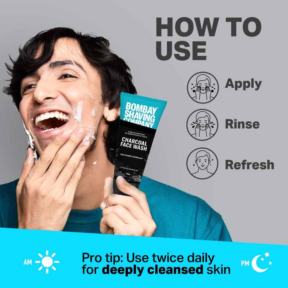Bombay Shaving Company Charcoal Face Wash, Fights Pollution And Acne | Oil Control For Men Combo