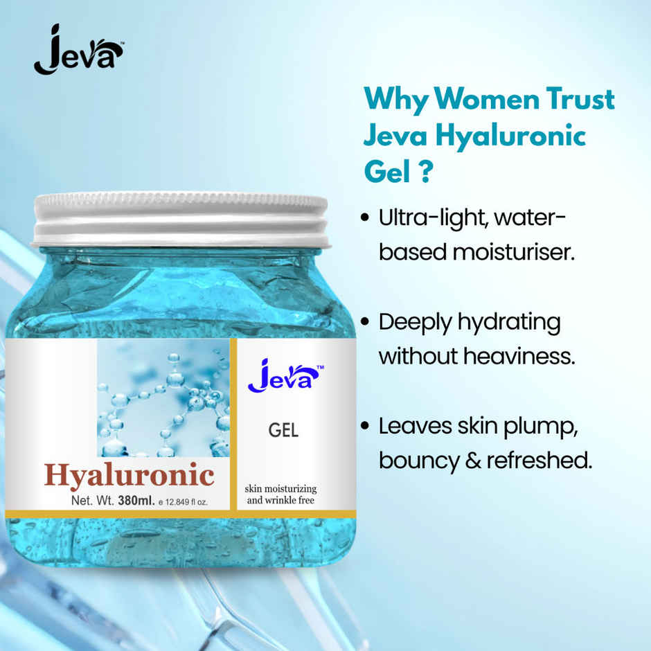 Jeva Hyaluronic Acid Face Moisturizer Hydrating Water Gel for All Skin Types, Deep Moisture Care