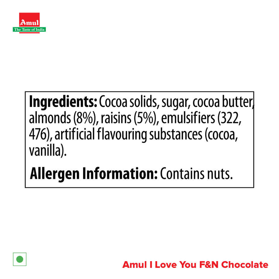 Amul Fruit n Nut Dark Chocolate | I Love U pack
