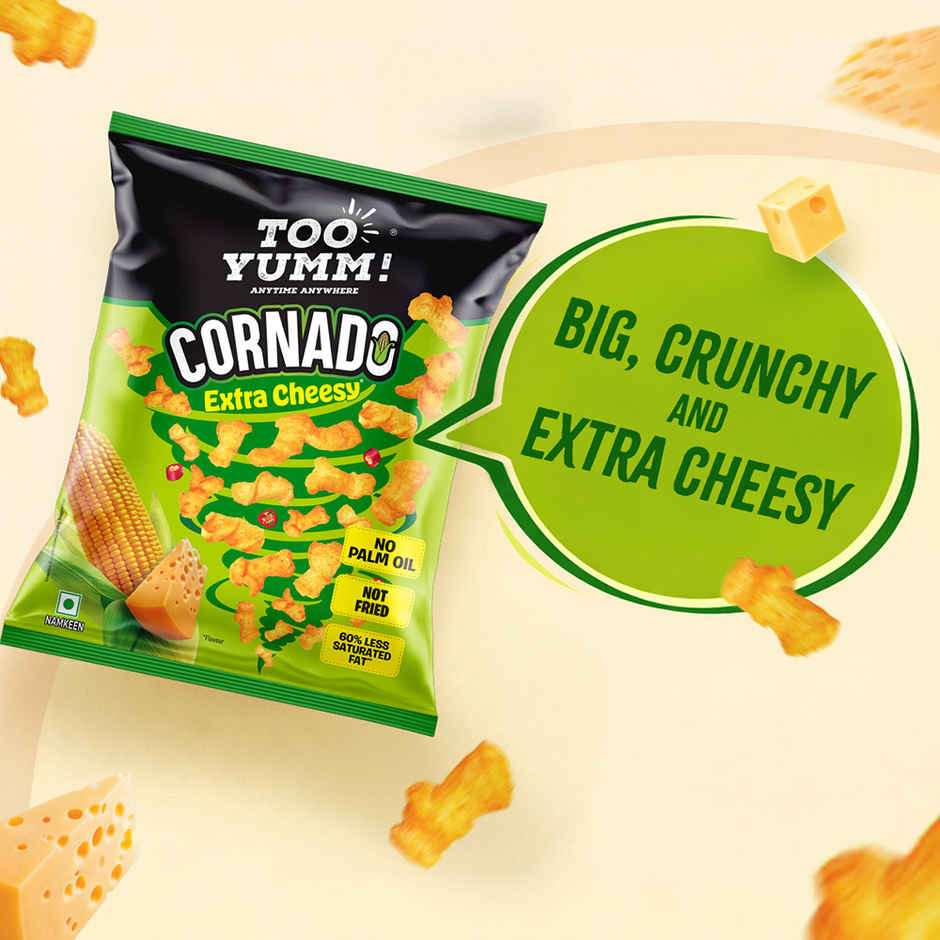 Too Yumm Extra Cheesy Crunchy Cornado, 60%  Less Saturated Fats, No Palm Oil Healthy Cheese Puffcorn Combo