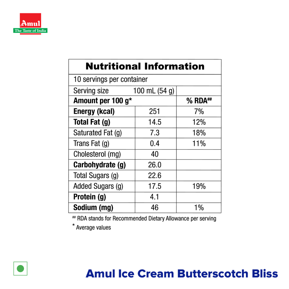 Amul Butterscotch Bliss Ice Cream Tub