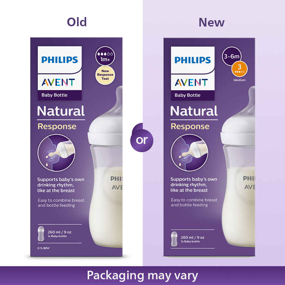 Philips Avent Natural Response Baby Feeding Bottle | 1m+| 260ml| Pack of 1 | SCY903/01