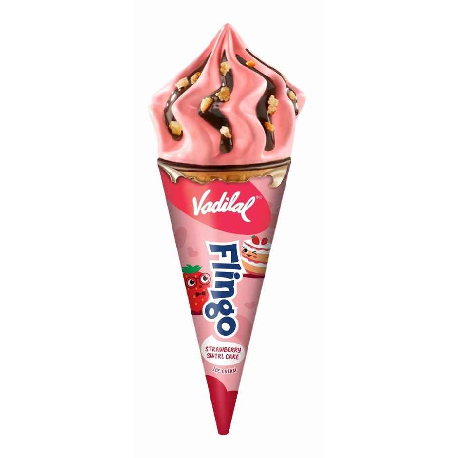 Vadilal Strawberry Swirl Cake Flingo Ice Cream Cone Combo 