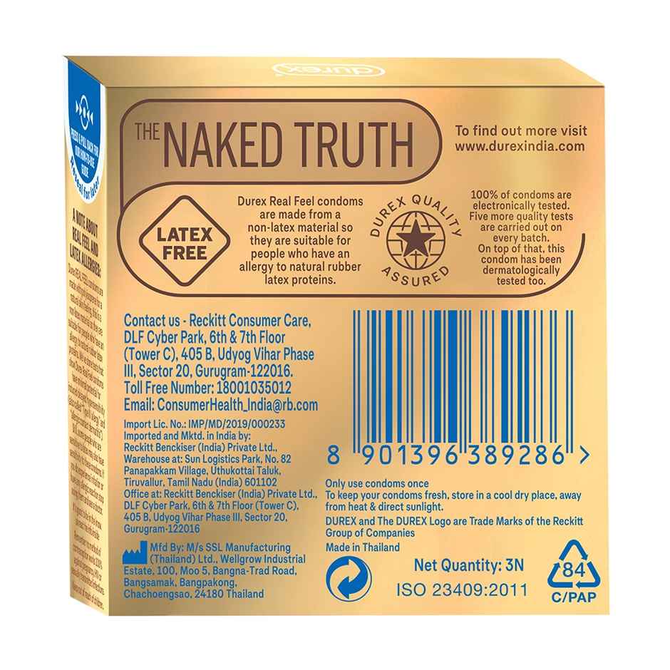 Durex Real Feel Condoms For Men For Real Skin On Skin Feeling Latex Free Combo