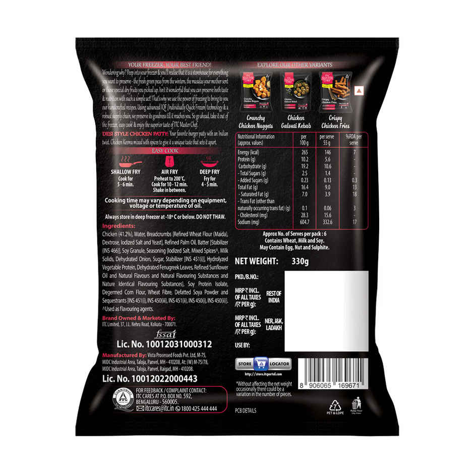 ITC Master Chef Desi Style Chicken Burger Patty | Goodness of Protein | No Added Preservatives