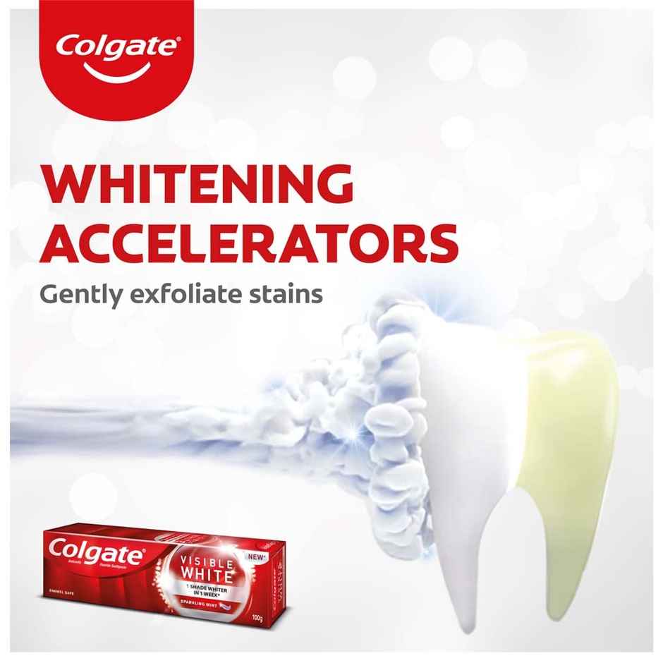 Colgate Visible White Toothpaste Teeth Whitening Starts in 1 week Safe on Enamel, Stain Removal