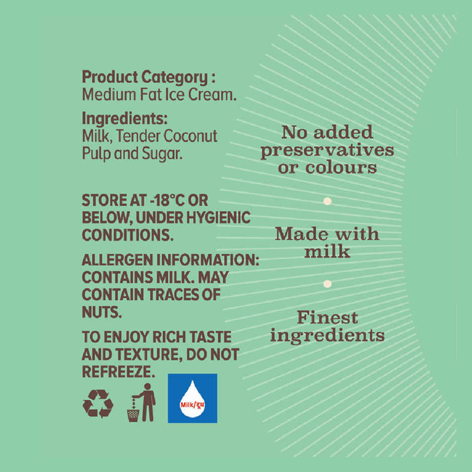 NIC Tender Coconut Ice Cream | Preservative Free | No Artificial Flavors