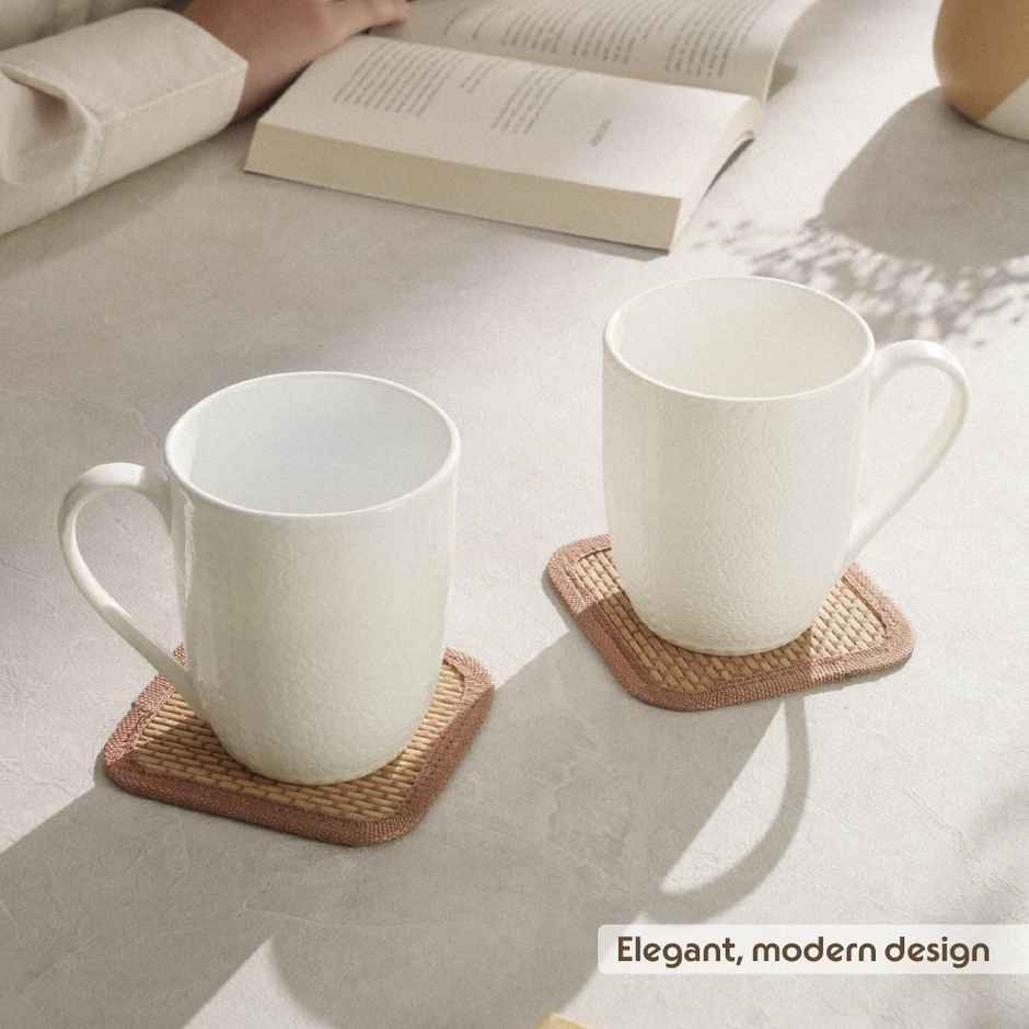 Borosil Porcelia Elva Ivory Tea Coffee Porcelain Mug Set Microwave Dishwasher Safe