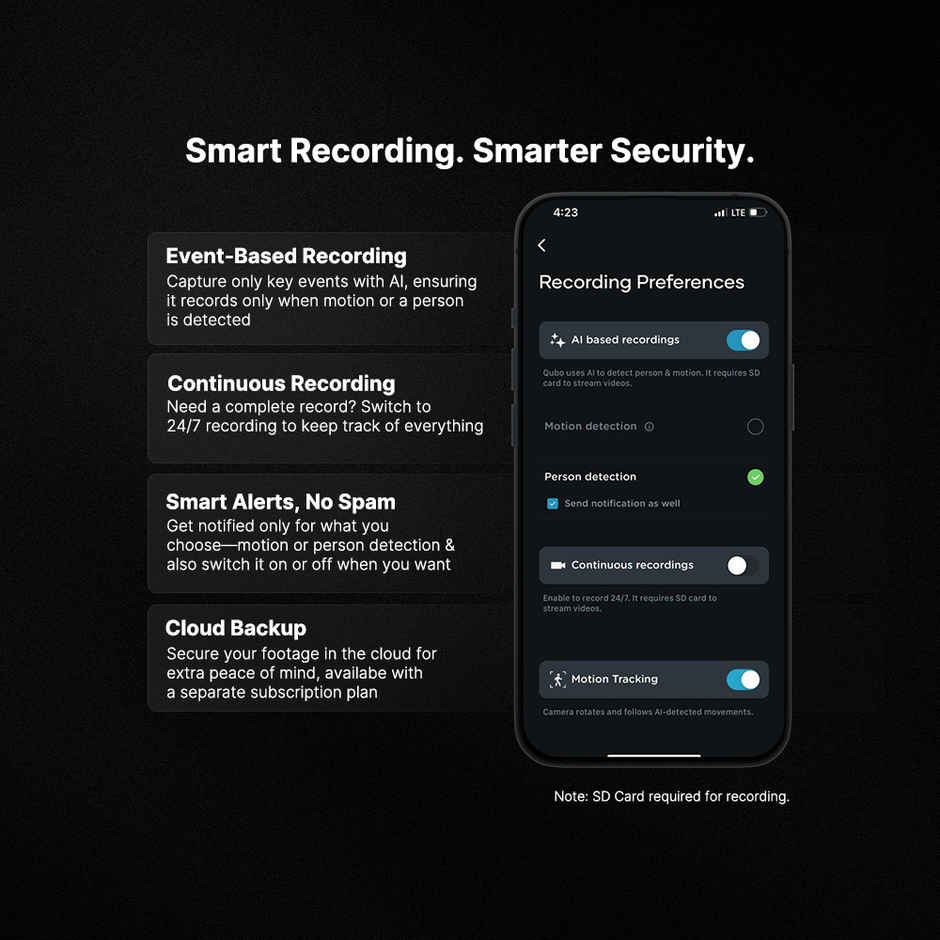 Qubo Smart Outdoor 2K Resolution 3MP Lens Wi-Fi Bullet Camera from Hero Group