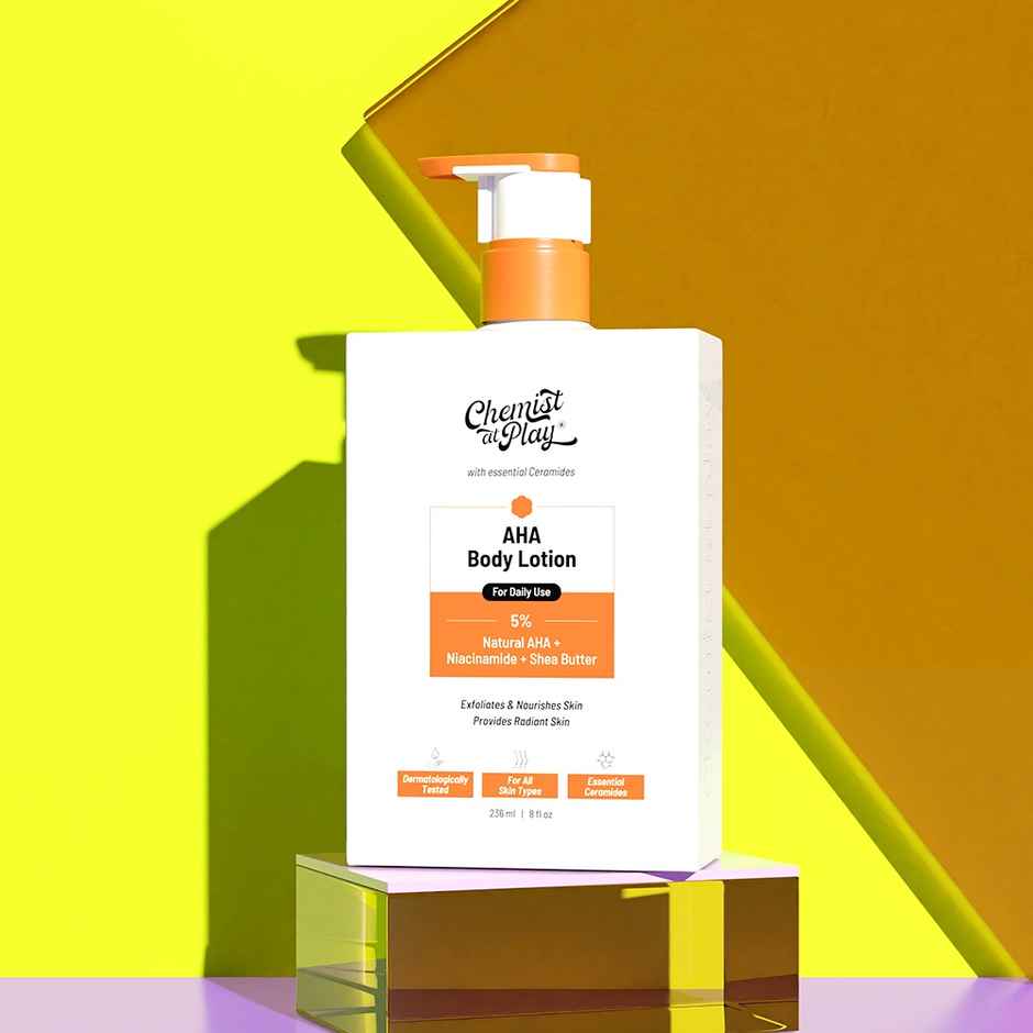 Chemist at Play AHA Body Lotion with Niacinamide, Shea Butter | Moisturizer For All Skin Types (236 ml)