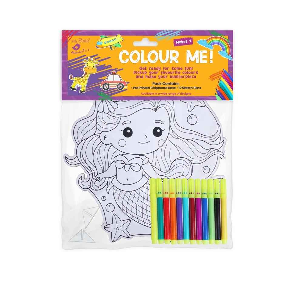 Itsy Bitsy Table Decor Colouring Kit With Sketch Pen Little Mermaid Approx L7.25 x W7 Inch 2mm