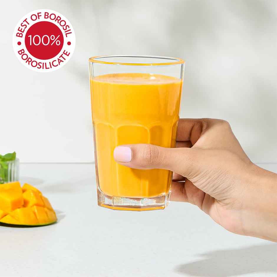 Borosil Eternal 305 ml Set of 6 pcs Transparent Drinking Glass |Borosilicate Glass Tumblers