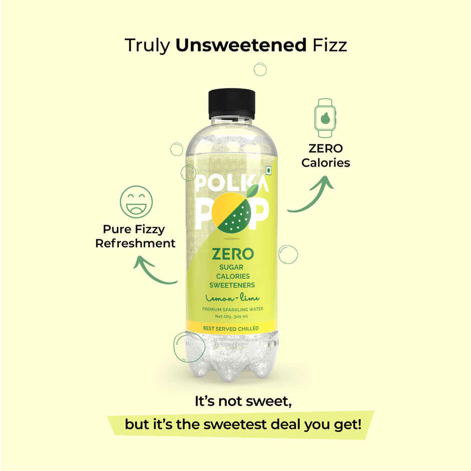 Polka Pop Peach Sparkling Water(300ml) & Polka Pop Lemon-Lime Sparkling Water(300ml) Combo