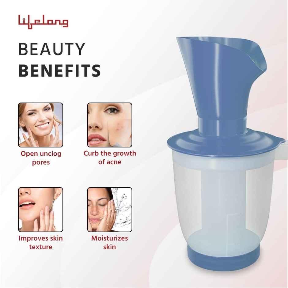 Lifelong 3-in-1 Steam Vaporizer for Face, Nose & Cough Relief, Facial & Inhaler Steamer | Blue