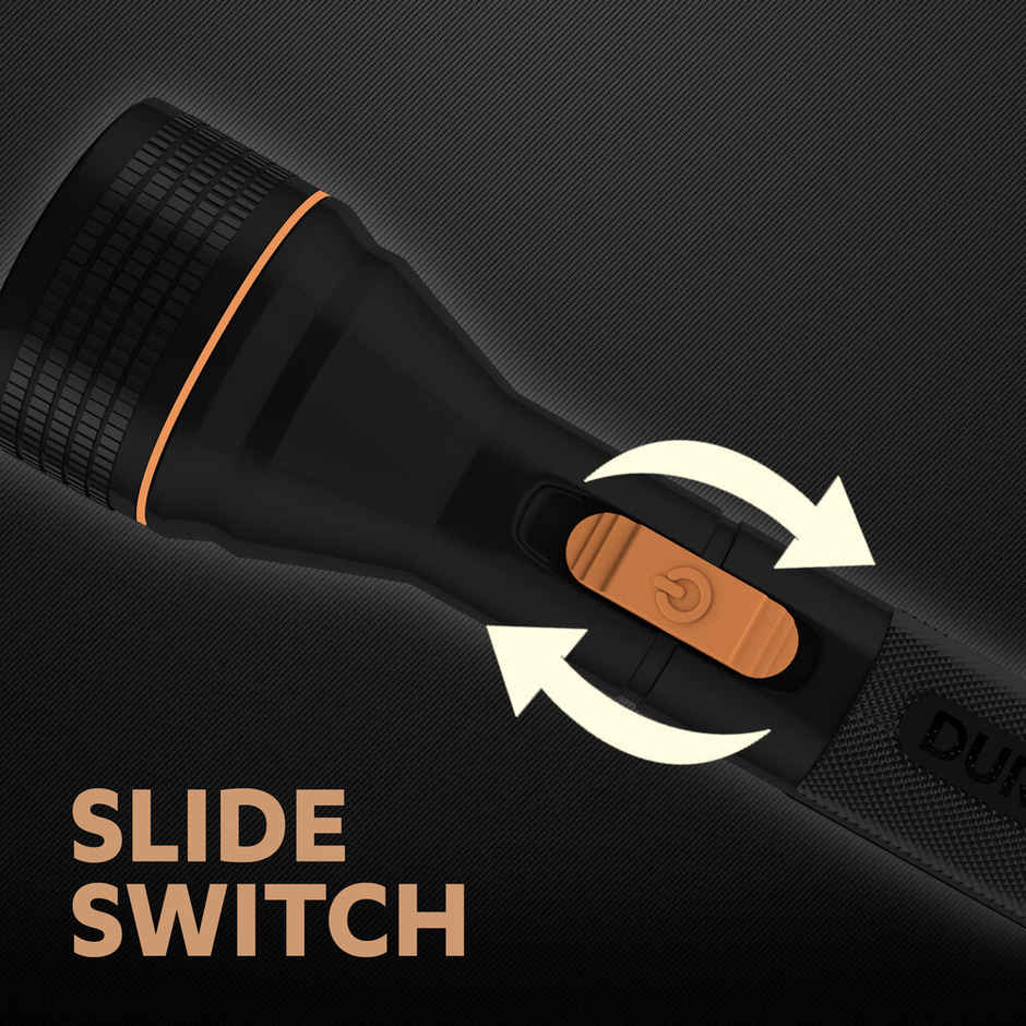 Duracell LED Torch Light | Super Bright | 12000 LUX | Ultra-Light & Large Reflector | 3AA Batteries | Black