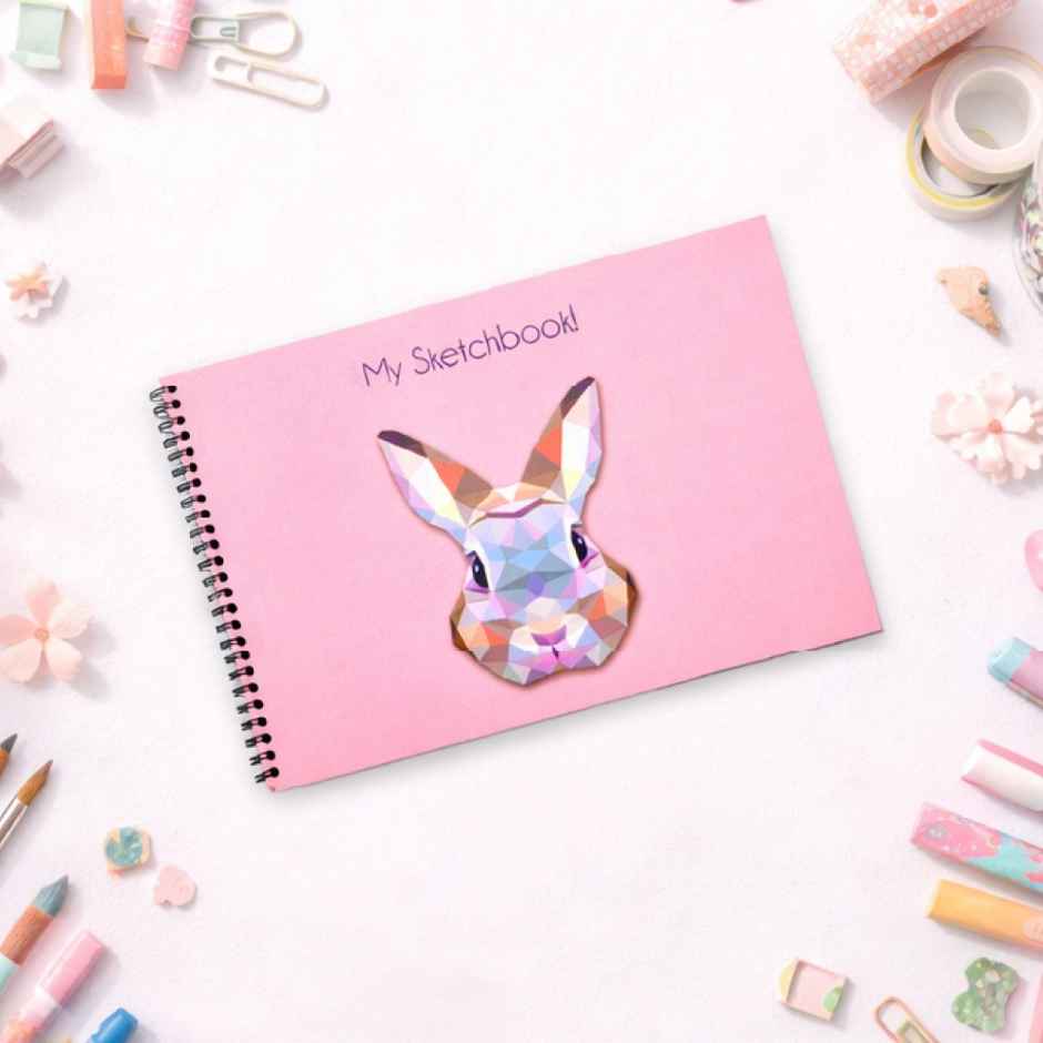 Papboo Rabbit A5 Sketch Book Drawing Book With Back Support- 140 Gsm- 60 Pages