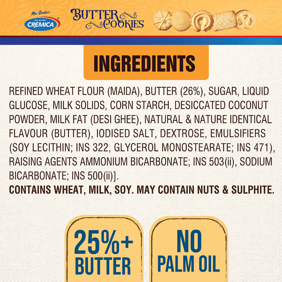 Cremica Butter Cookies 25%+ Butter with No Palm Oil | Tin Pack