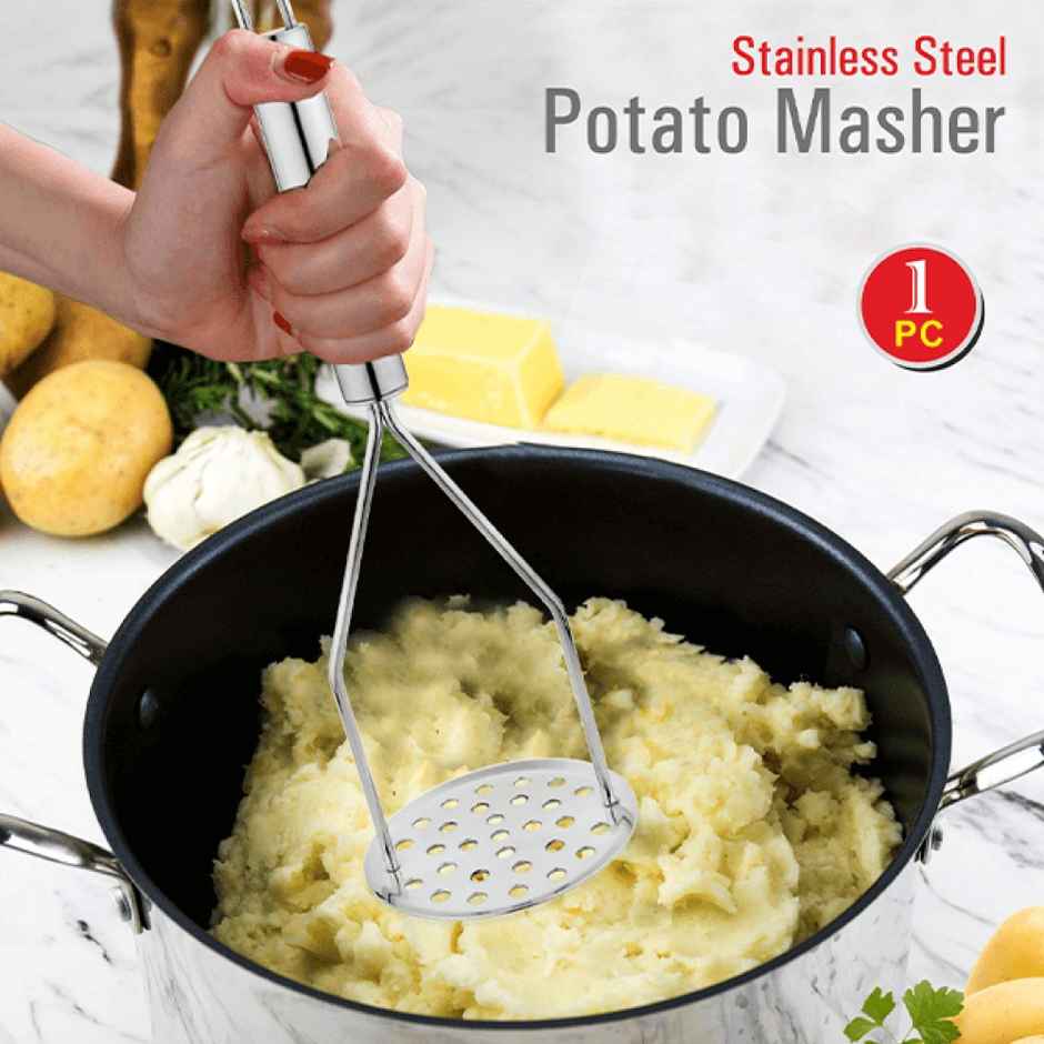 Vinayak Stainless Steel Potato Masher (Silver, 1 Unit)