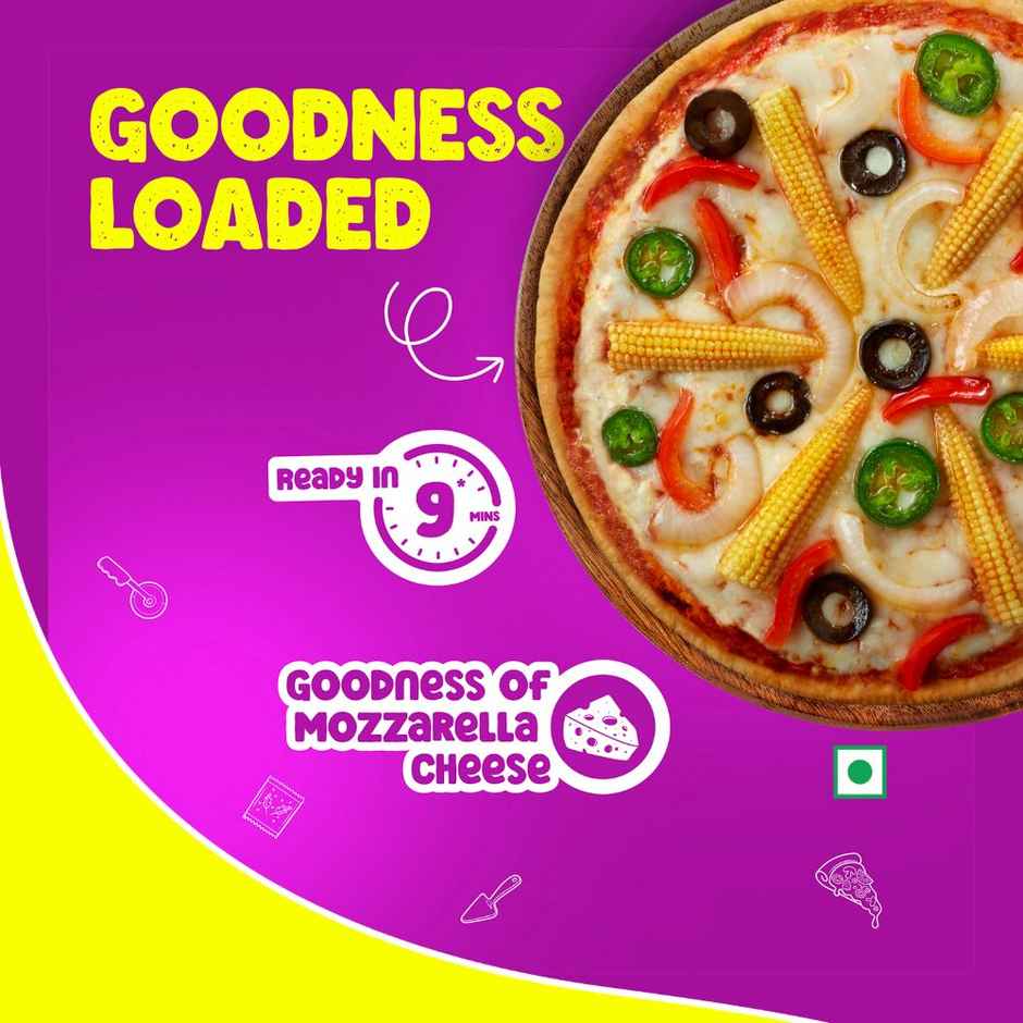 HyFun Garden Fresh Pizza | Thin Crust Base, Cheesy Snack | Frozen