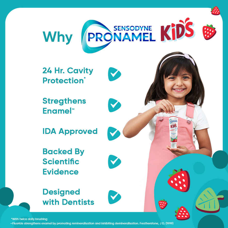 Sensodyne Pronamel Kids Toothpaste, 24Hr Cavity Protection, for 2+ Yrs (Strawberry Flavour)