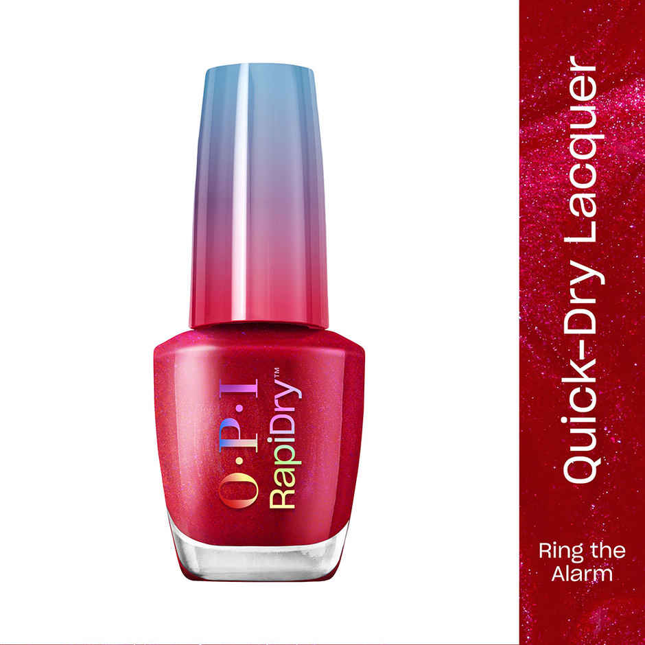 OPI Rapidry Nail Polish Ring The Alarm Pinkish Red Quick Dry Smudge Proof