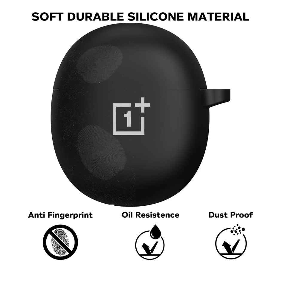 Sounce Earphone Case Cover Compatible for OnePlus Nord Buds CE, Soft Silicone Skin Case Cover Shock-Absorbing Protective Case with Keychain-Black