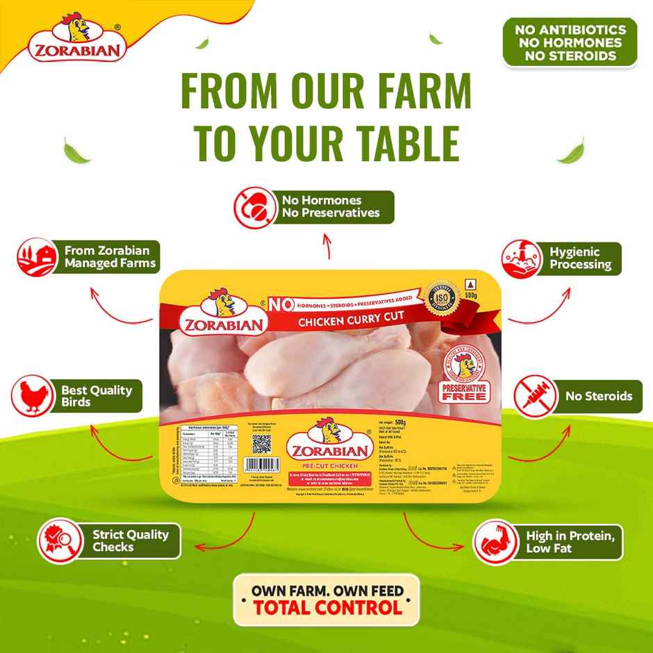 Zorabian Chicken Curry Cut without Skin | High Protein | Preservative-Free | Hormone-Free