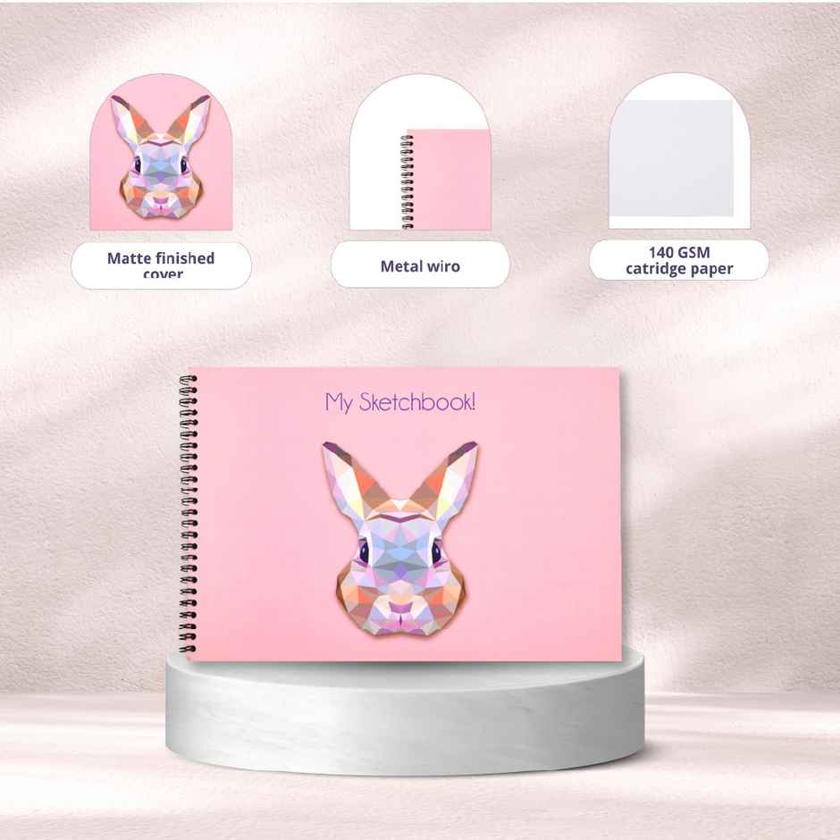 Papboo Rabbit A5 Sketch Book Drawing Book With Back Support- 140 Gsm- 60 Pages