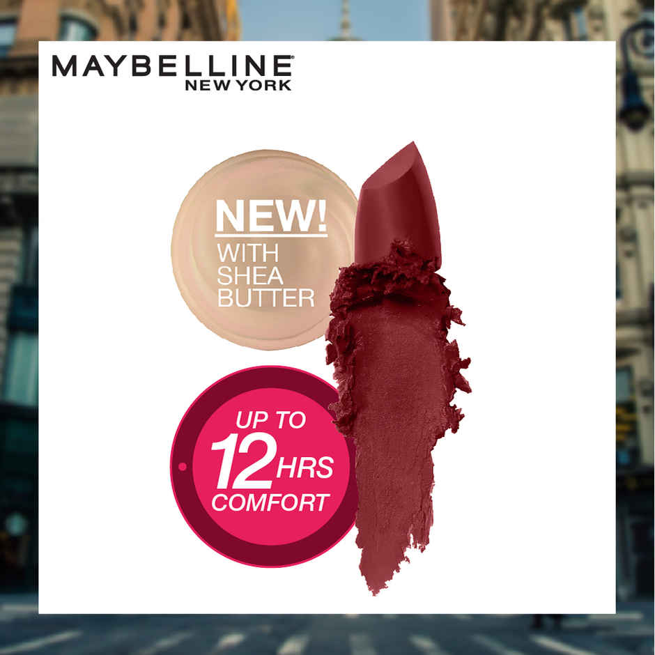 Maybelline New York Color Sensational Creamy Matte Lipstick - Burgundy Blush | Smooth and Creamy Texture