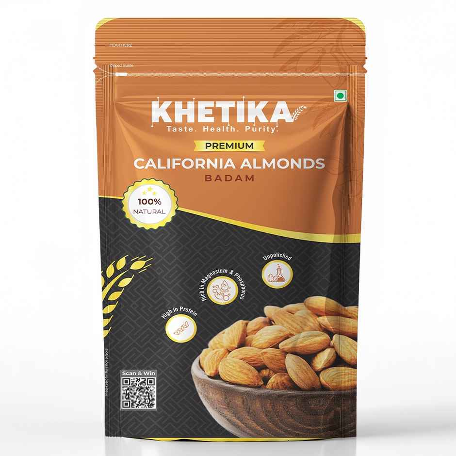 Khetika Premium California Almonds | Badam | Unpolished | Rich in Fiber Combo