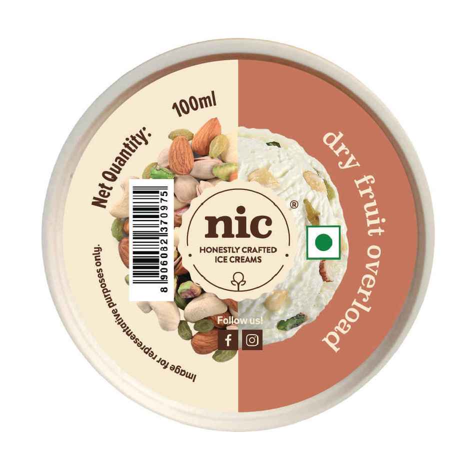 NIC Dry Fruit Overload Ice Cream Cup | Preservative Free | No Artificial Flavors