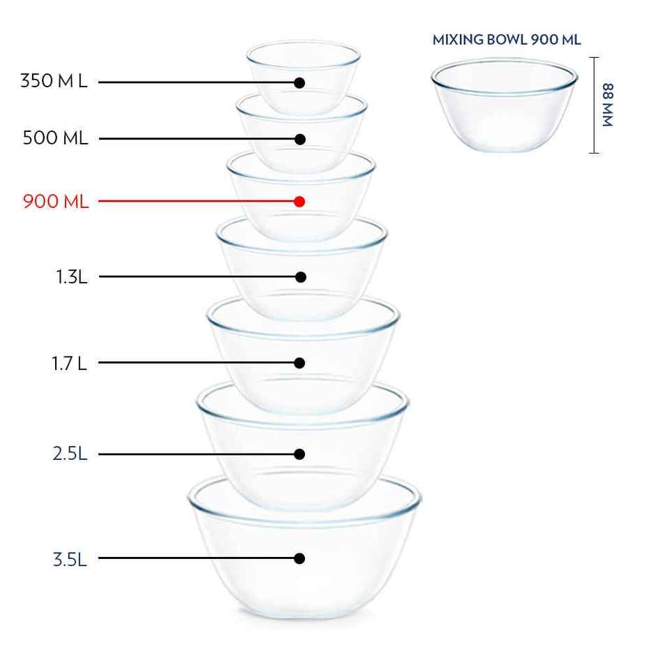 Borosil Mixing Bowl Set With Lid (1L)| Borosilicate Glass | Microwave Oven Safe