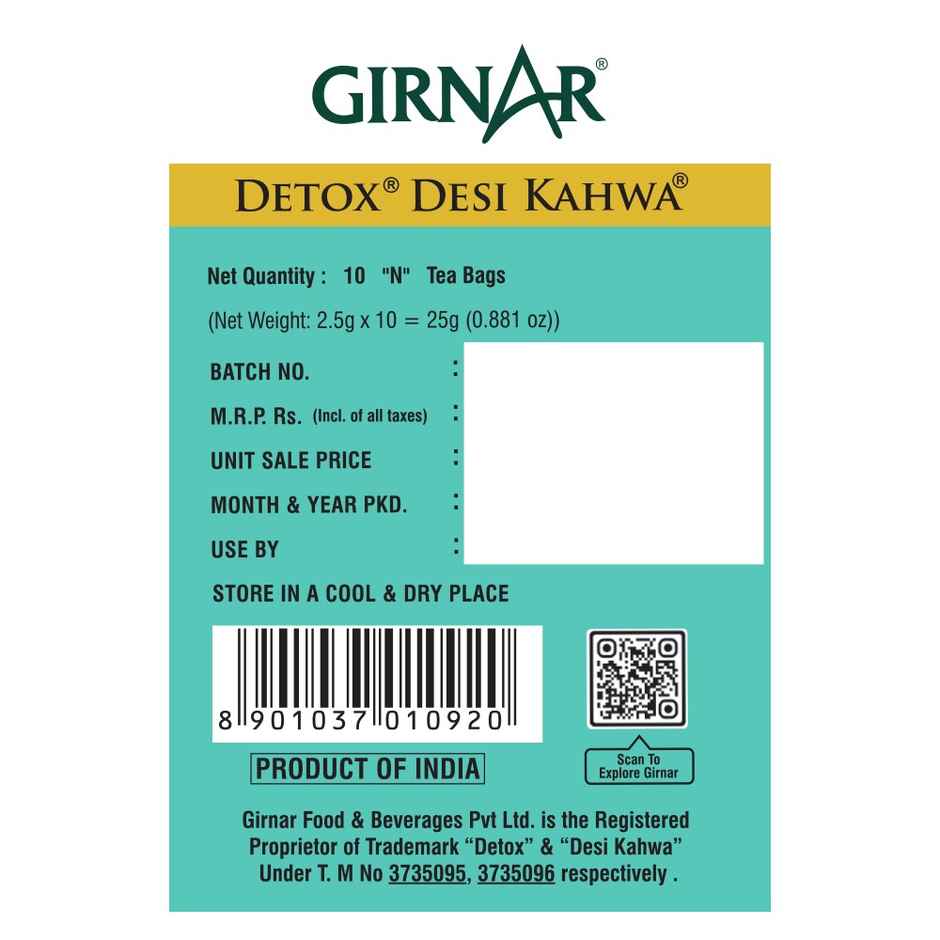 Girnar Detox Desi Kahwa Green Tea Bags