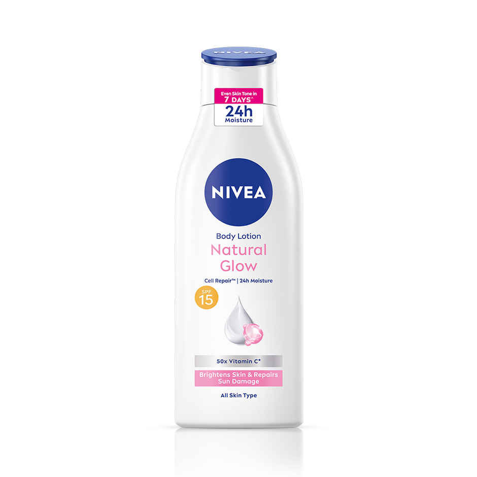 NIVEA Natural Glow Cell Repair Body Lotion For Even Toned & Smooth Skin | SPF 15 & 50 X Vitamin C
