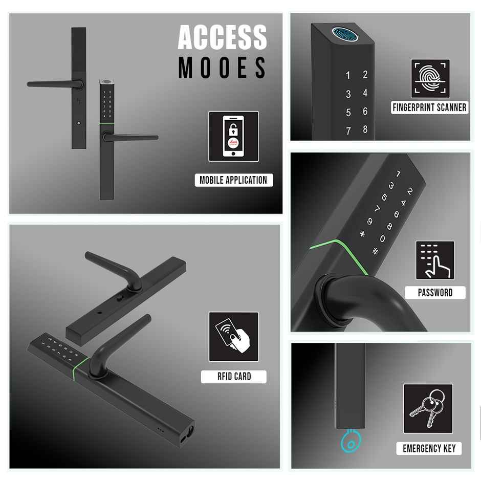 Link Smart Slimtron Digital Biometric Door Lock for Aluminium frame door with Wi-Fi | Black