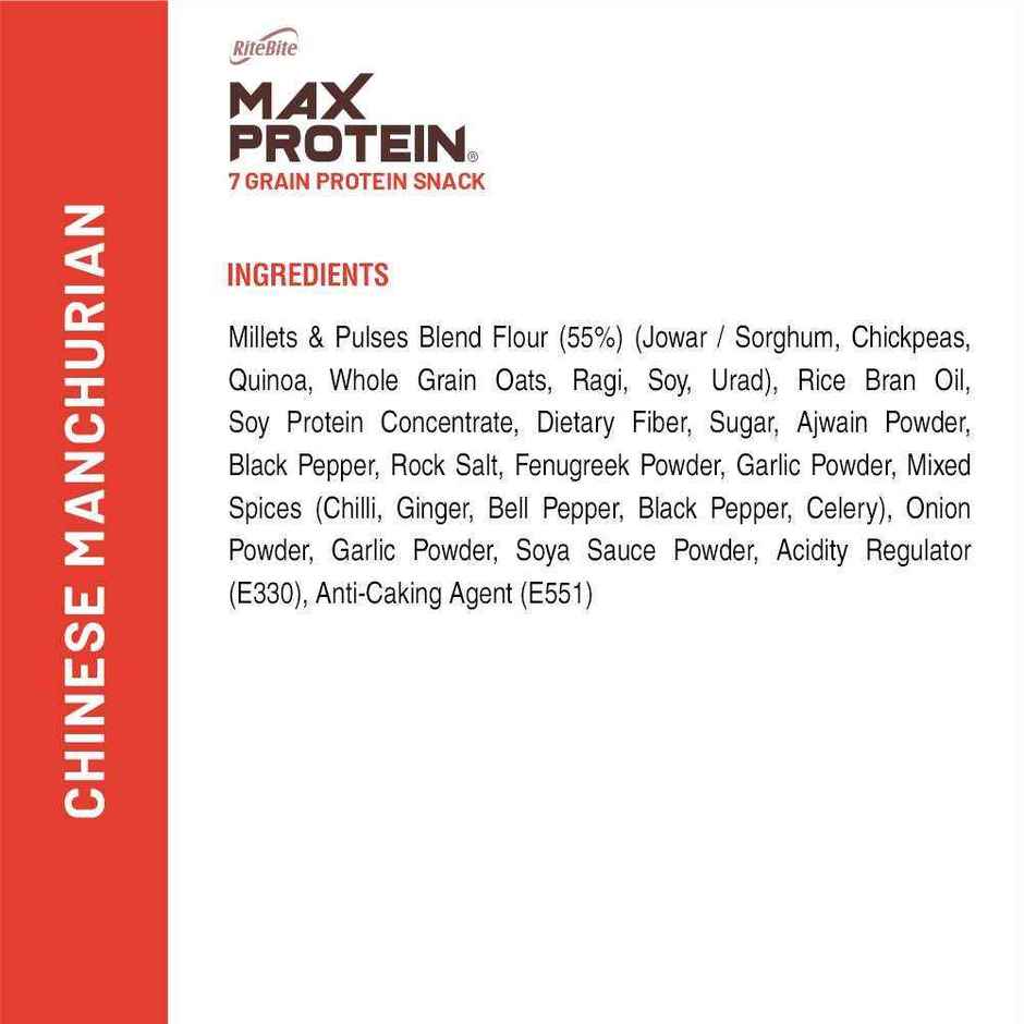 RiteBite Max Protein Chinese Manchurian 10 G Multigrain Protein Chips, Healthy Snacks & Munchies