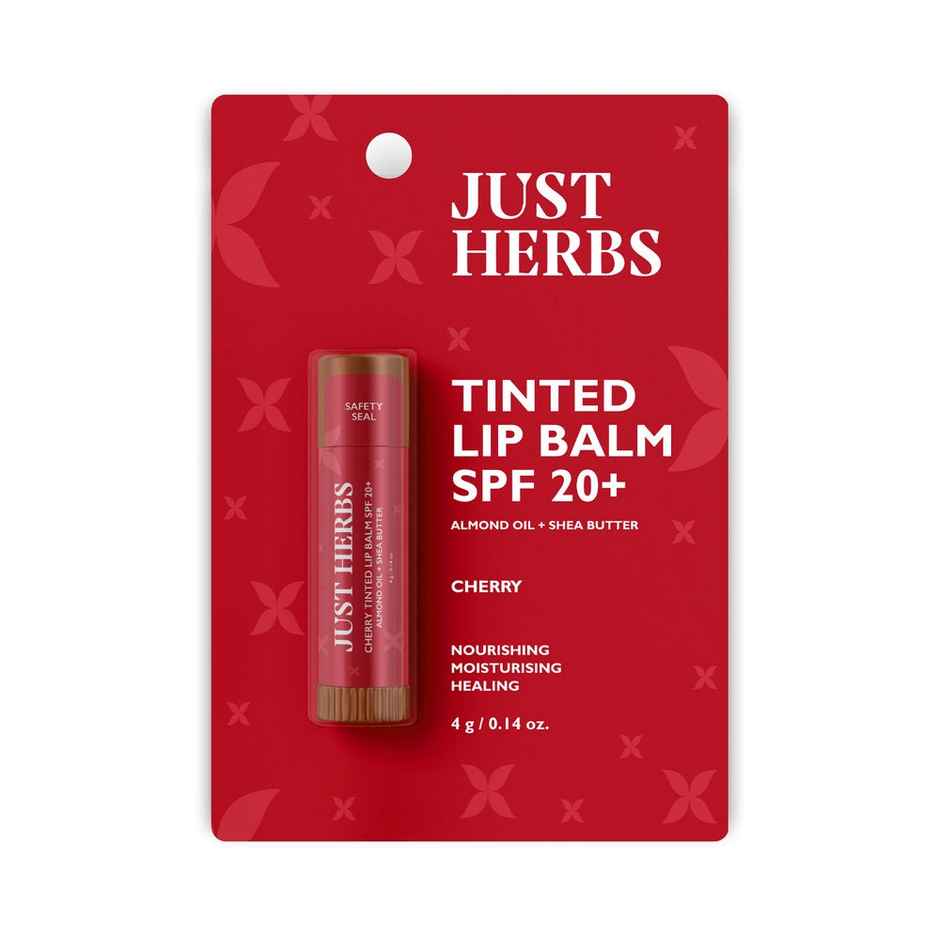 Just Herbs Tinted Lip Balm SPF 20+ For Dry And Chapped Lips For Women And Men- Cherry