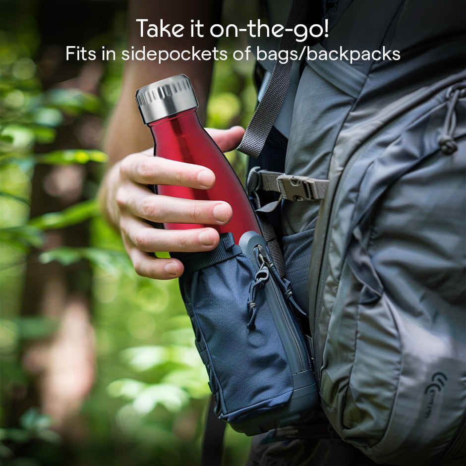 Borosil Bolt Double Wall Vacuum Insulated Stainless Steel Water Bottle | Trans Red - 500 ml