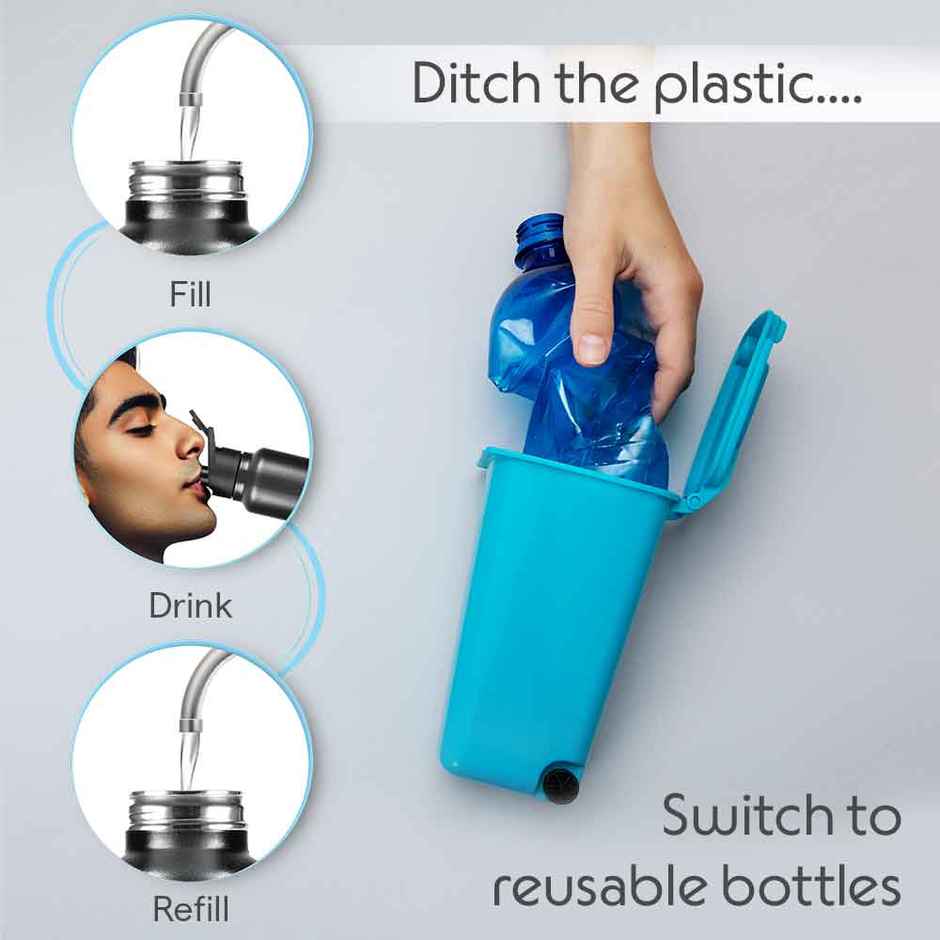 Borosil Sipfresh BIS Approved Single Wall Stainless Steel Water Bottle | Galaxy | 840 ml