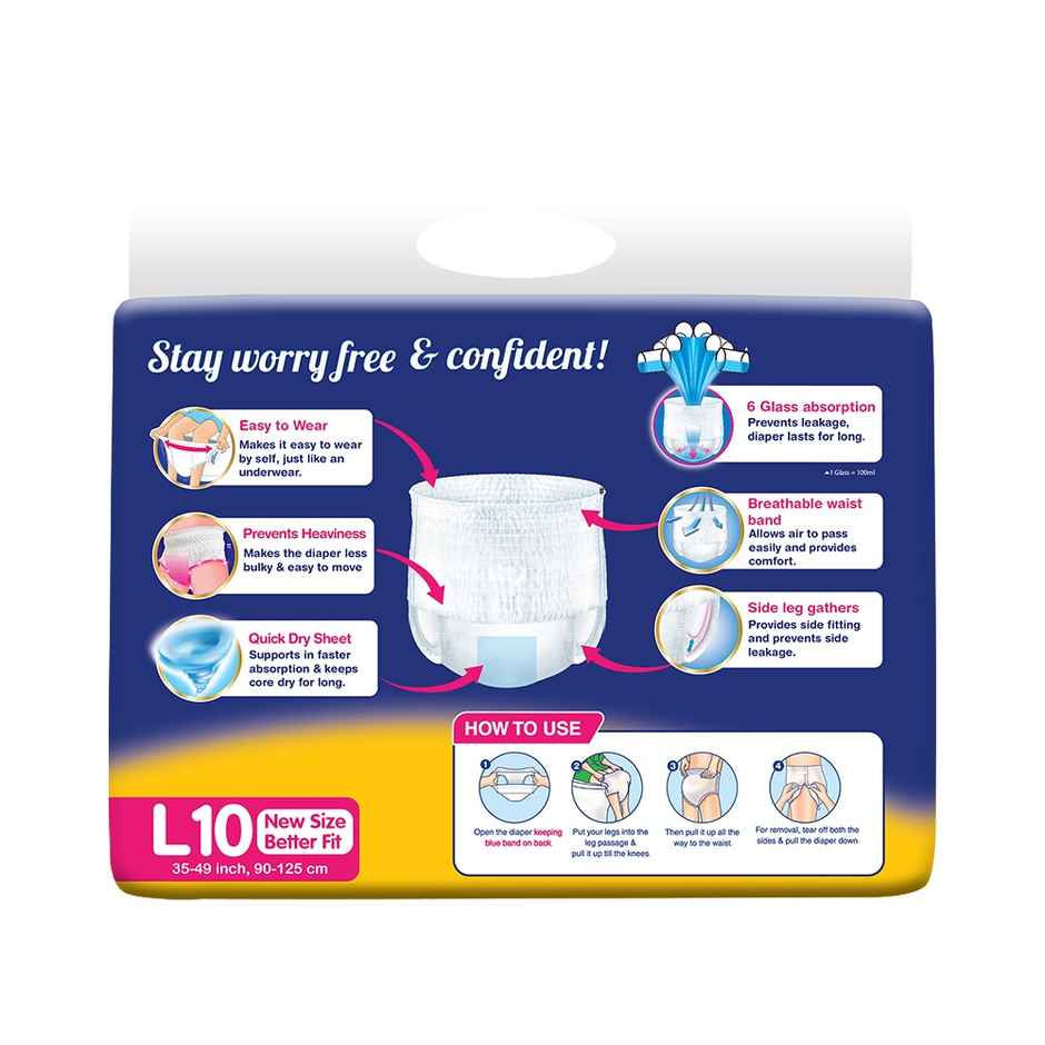 Lifree Super Extra Absorb Adult Diaper Pants Unisex | Waist (35-49 Inches) - L