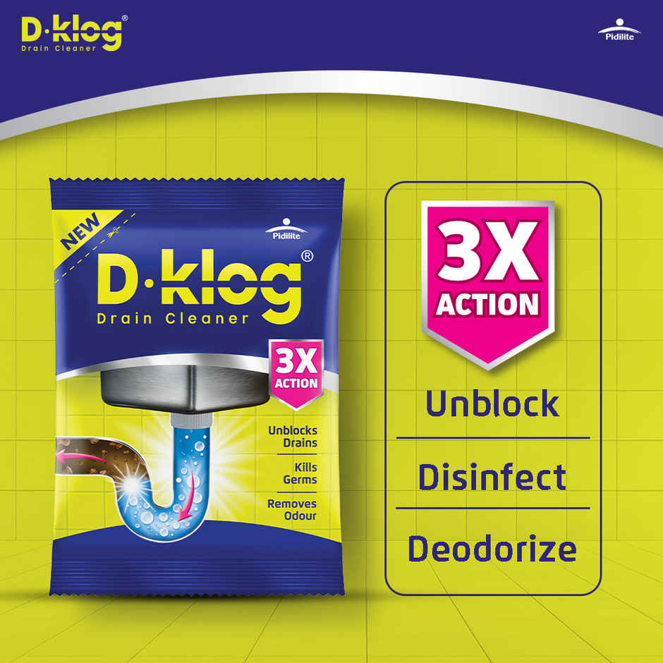 DKlog Drain Cleaner Powder 45g x5-Fast Clog Remover for Sinks, Pipes & Septic Tanks