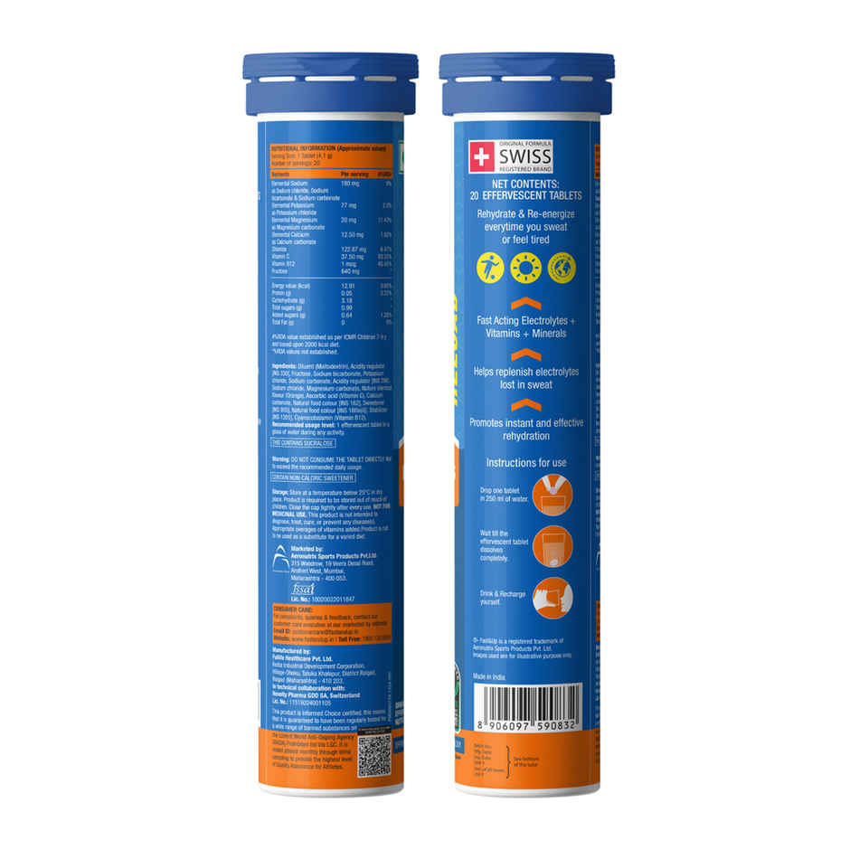 Fast&Up Reload Energy Drink Low Sugar Electrolyte - Orange Flavour