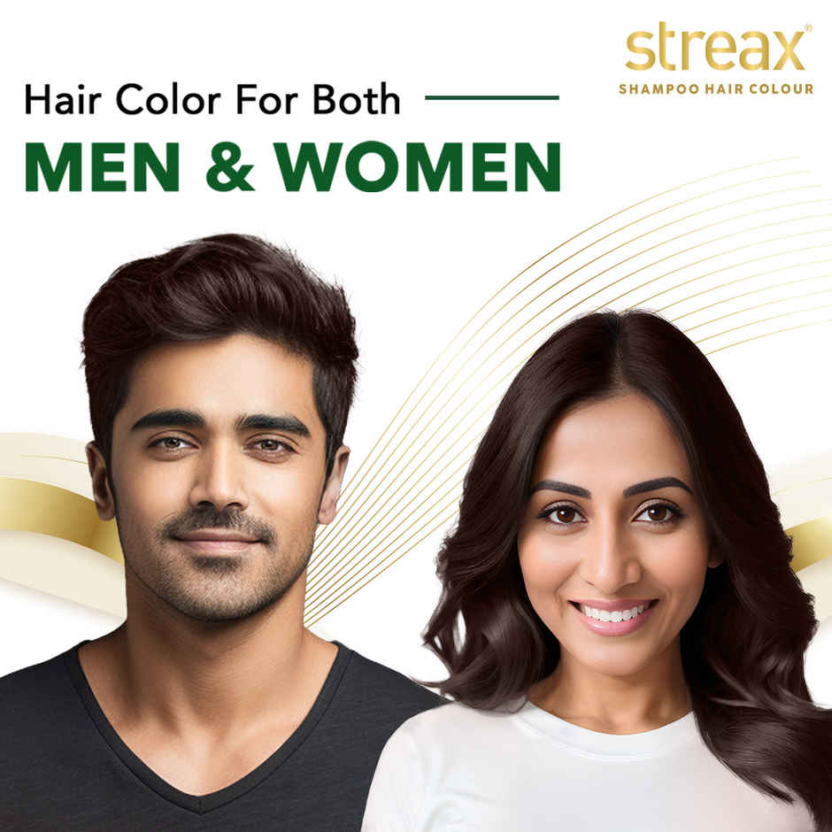 Streax Insta Shampoo Hair Colour - Dark Brown, Easy Diy- Squeeze Pack